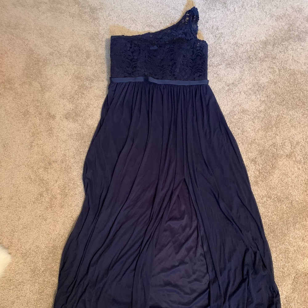 Navy one shoulder bridesmaid dress size 14